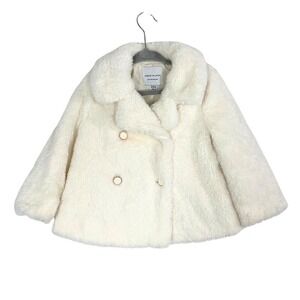 Janie and Jack‎ White Sherpa Teddy Coat Girls 18–24 Months Double Breasted